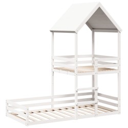 Lit superposé sans matelas blanc 90x190 cm bois de pin massif 