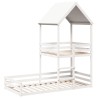 Lit superposé sans matelas blanc 90x190 cm bois de pin massif 