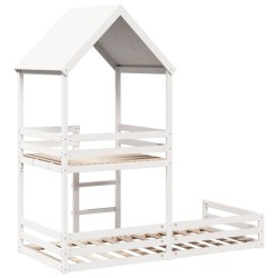 Lit superposé sans matelas blanc 90x190 cm bois de pin massif 