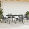 Ensemble à manger de jardin et coussins 5 pcs noir rotin verre 