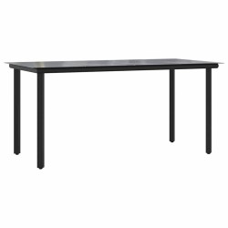 Ensemble à manger de jardin et coussins 5 pcs noir rotin verre 