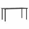 Ensemble à manger de jardin et coussins 5 pcs noir rotin verre 