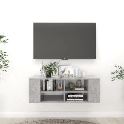 Meuble TV mural Gris béton 102x35x35 cm Bois d’ingénierie 