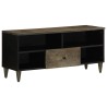 Meuble TV noir 100x33x46 cm bois massif de manguier 