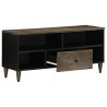 Meuble TV noir 100x33x46 cm bois massif de manguier 