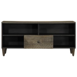 Meuble TV noir 100x33x46 cm bois massif de manguier 