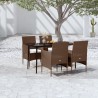 Ensemble à manger de jardin coussins 5 pcs Marron/noir 