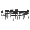 Ensemble à manger de jardin 9 pcs noir résine tressée et acier 