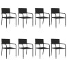 Ensemble à manger de jardin 9 pcs noir résine tressée et acier 