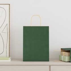 Sacs en papier 50 pcs avec poignées vert 26x12x35 cm 