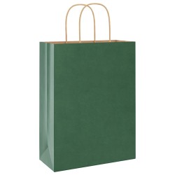 Sacs en papier 50 pcs avec poignées vert 26x12x35 cm 