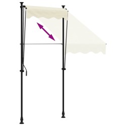 Auvent rétractable crème 100x150 m tissu et acier 