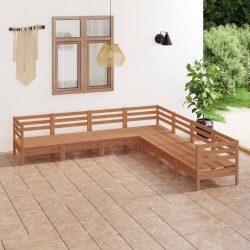 Salon de jardin 7 pcs Bois de pin massif Marron miel 