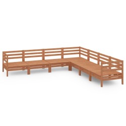 Salon de jardin 7 pcs Bois de pin massif Marron miel 