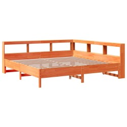 Lit bibliothèque sans matelas cire marron 180x200 cm pin massif 