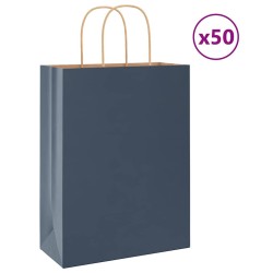 Sacs en papier 50 pcs avec poignées bleu 26x12x35 cm 