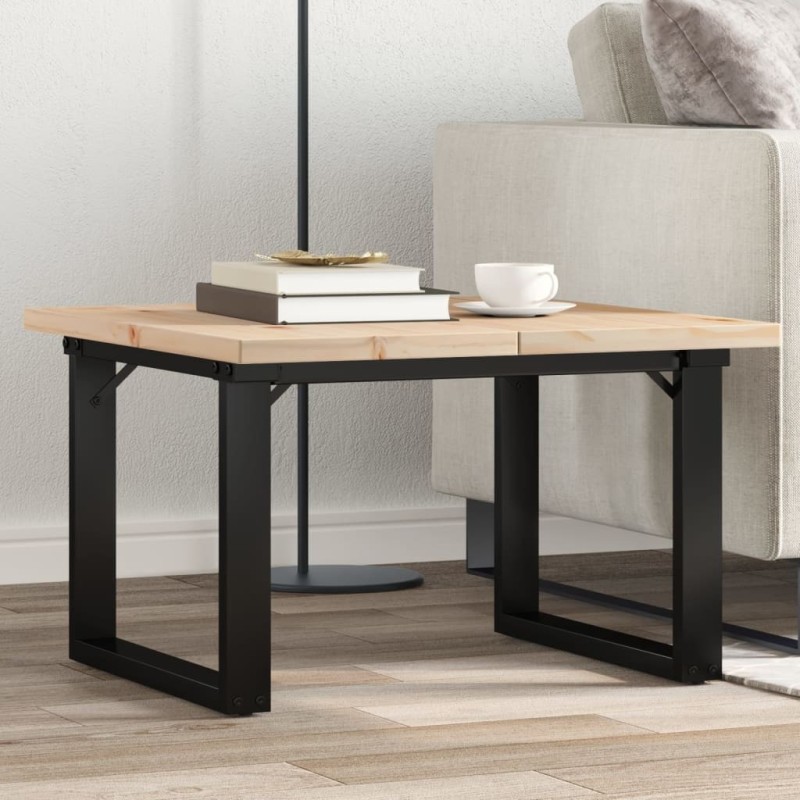 Table basse cadre en O 60x60x40,5cm bois de pin massif et acier Table basse cadre en O 60x60x40,5cm bois de pin massif et acier