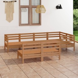 Salon de jardin 7 pcs Bois de pin massif Marron miel 