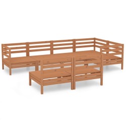 Salon de jardin 7 pcs Bois de pin massif Marron miel 