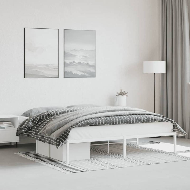 Cadre de lit métal sans matelas blanc 180x200 cm 