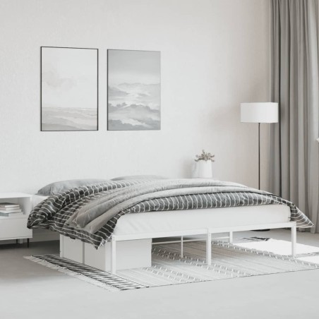 Cadre de lit métal sans matelas blanc 180x200 cm 