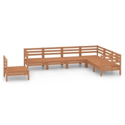 Salon de jardin 7 pcs Bois de pin massif Marron miel 