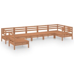 Salon de jardin 7 pcs Bois de pin massif Marron miel 