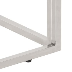 Table basse argenté acier inoxydable/bois massif récupération 