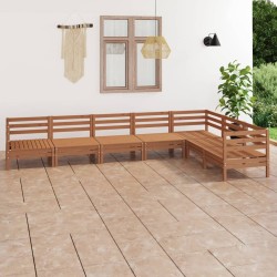 Salon de jardin 7 pcs Bois de pin massif Marron miel 