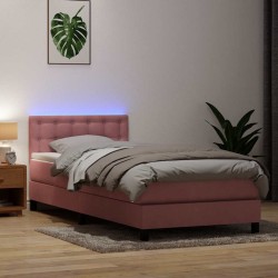 Sommier à lattes de lit avec matelas rose 100x210 cm velours 