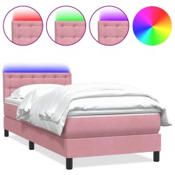 Sommier à lattes de lit avec matelas rose 100x210 cm velours 