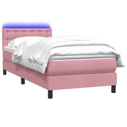 Sommier à lattes de lit avec matelas rose 100x210 cm velours 
