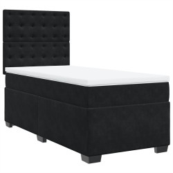 Sommier à lattes de lit avec matelas Noir 100x200 cm Velours 