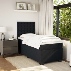 Sommier à lattes de lit avec matelas Noir 100x200 cm Velours 