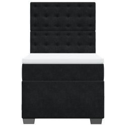 Sommier à lattes de lit avec matelas Noir 100x200 cm Velours 