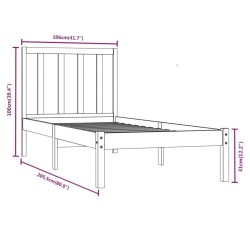 Cadre de lit sans matelas bois massif de pin 100x200 cm 