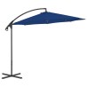 Parasol de jardin en porte-à-faux avec mât en acier bleu azuré 