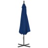 Parasol de jardin en porte-à-faux avec mât en acier bleu azuré 