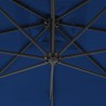 Parasol de jardin en porte-à-faux avec mât en acier bleu azuré 