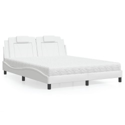 Lit avec matelas blanc 160x200 cm similicuir 