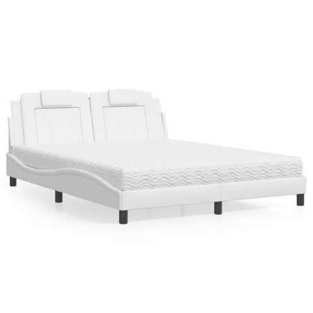 Lit avec matelas blanc 160x200 cm similicuir 