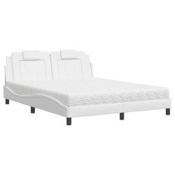 Lit avec matelas blanc 160x200 cm similicuir 