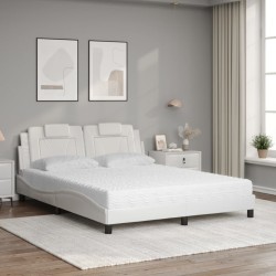 Lit avec matelas blanc 160x200 cm similicuir 