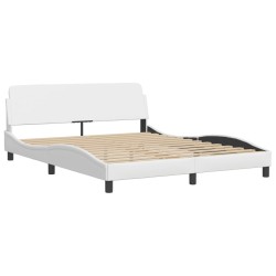 Lit avec matelas blanc 160x200 cm similicuir 