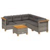 Salon de jardin 6 pcs avec coussins gris résine tressée 