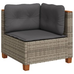 Salon de jardin 6 pcs avec coussins gris résine tressée 