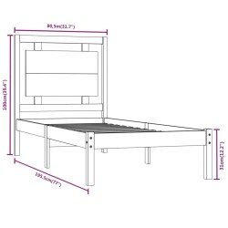 Cadre de lit sans matelas 75x190 cm bois massif 
