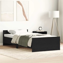 Cadre de lit sans matelas chêne noir 75x190 cm bois ingénierie 