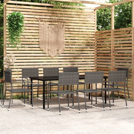 Ensemble à manger de jardin 9 pcs Gris 