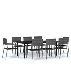 Ensemble à manger de jardin 9 pcs Gris 